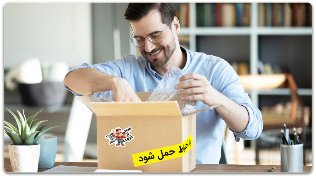 برچسب تشکر روی بسته بندی فروشگاه های آنلاین