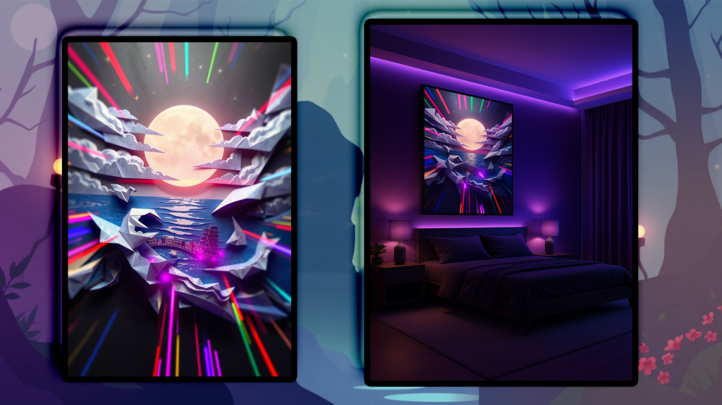 تابلو دکوراتیو بنفش – انتخابی هنری برای اتاق خواب مدرن