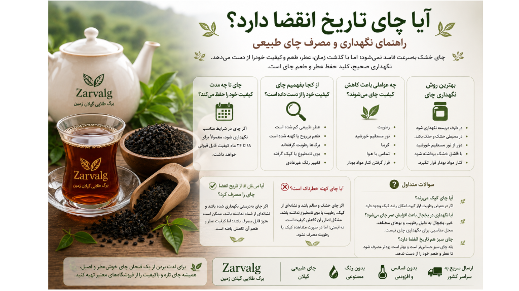 آیا چای تاریخ انقضا دارد؟ راهنمای نگهداری و مصرف چای طبیعی