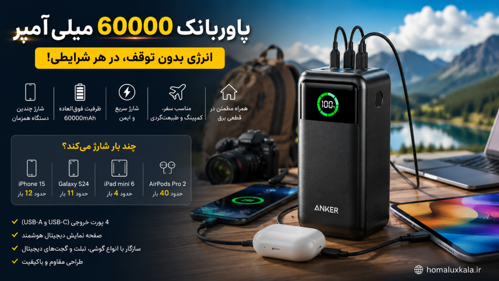 پاوربانک 60000 میلی‌آمپر برای چه استفاده‌هایی مناسب است؟