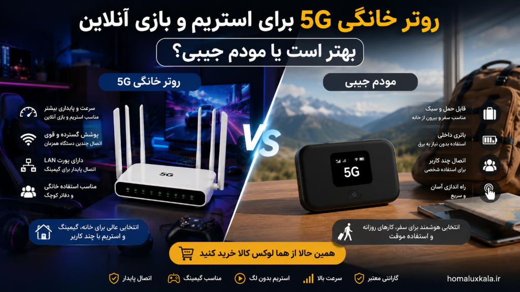 روتر خانگی 5G برای استریم و بازی آنلاین بهتر است یا مودم جیبی؟