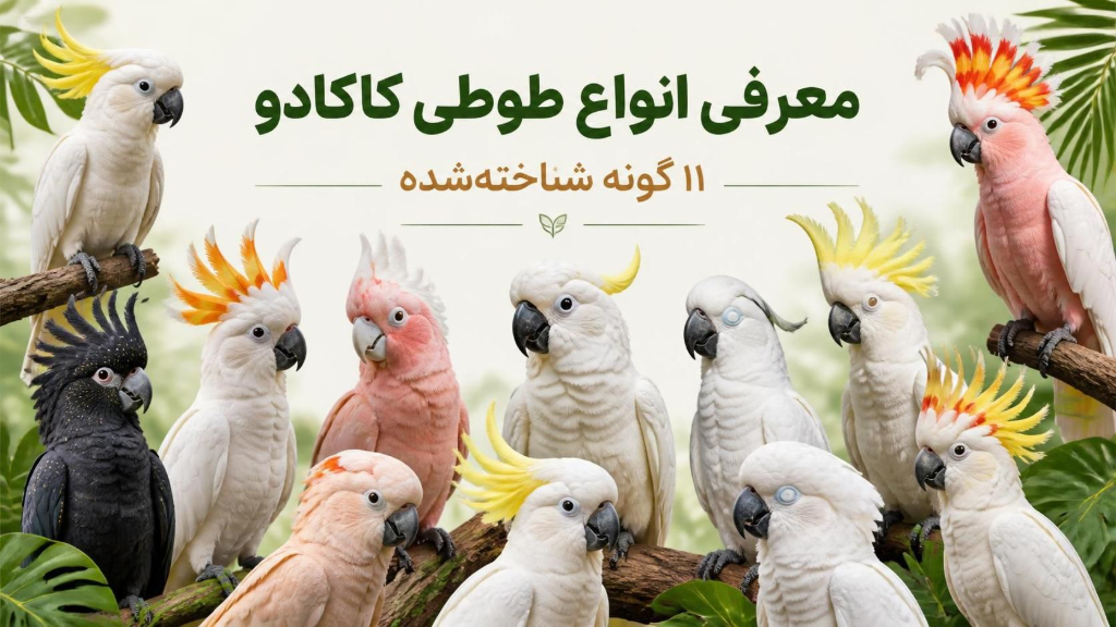 معرفی انواع کاکادو؛ آشنایی با 11 گونه زیبا و ویژگی‌های آن‌ها