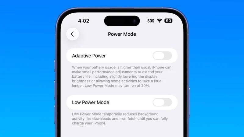 ویژگی جدید Adaptive Power Mode برای باتری در iOS 26