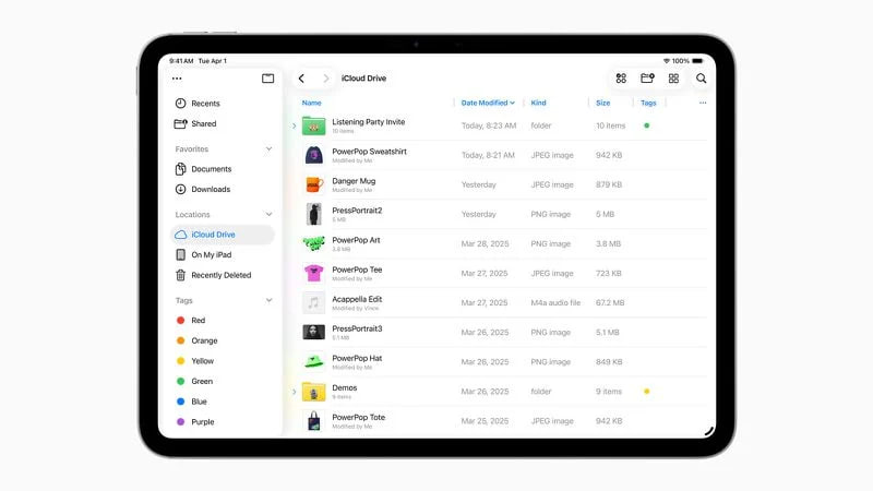 💡 اپلیکیشن Files در iPadOS 26 بازطراحی شد