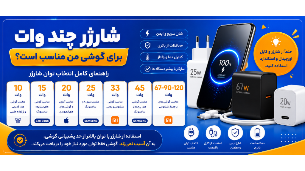 شارژر چند وات برای گوشی مناسب است؟ راهنمای انتخاب شارژر