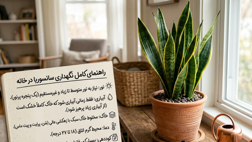 راهنمای کامل نگهداری سانسوریا در خانه