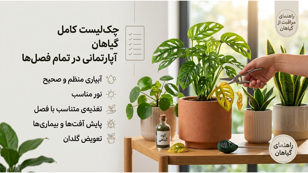 چک لیست کامل مراقبت از گیاهان آپارتمانی در تمام فصل‌ها