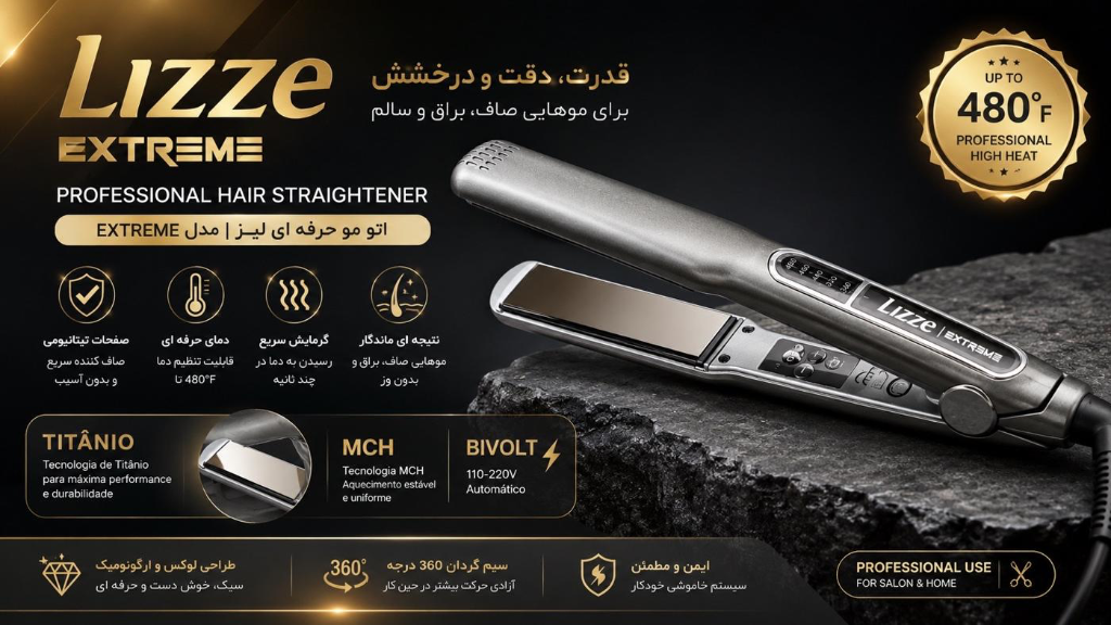 اتو مو Lizze Extreme؛ انتخاب حرفهای برای صافی و کراتین مو