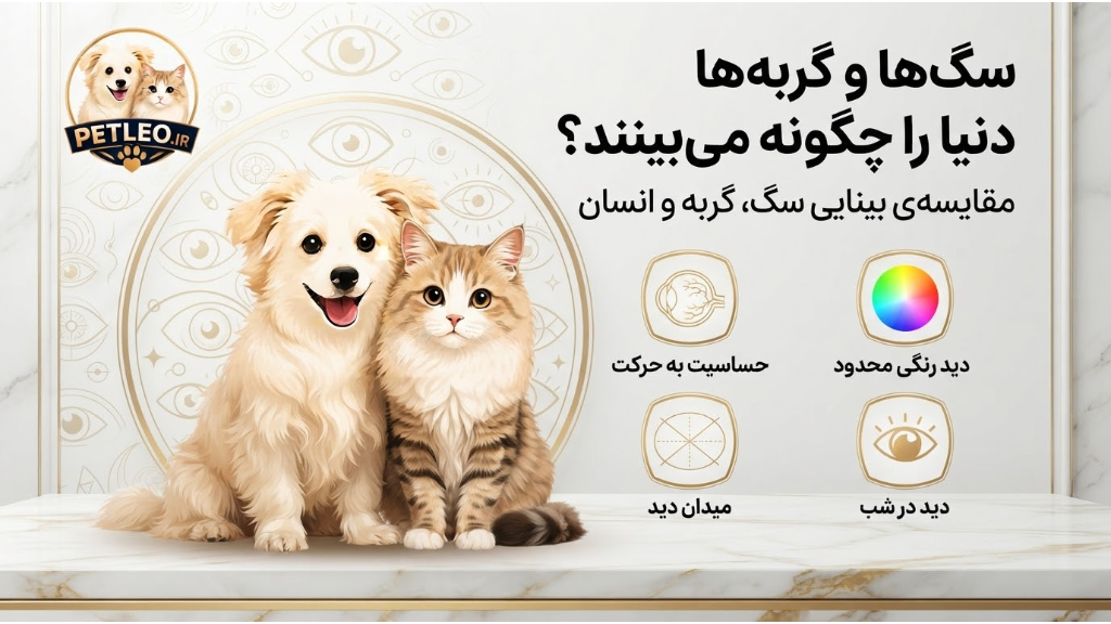 بینایی سگ و گربه چگونه است؟ بررسی تفاوت دید سگ، گربه و انسان 👀🐶🐱
