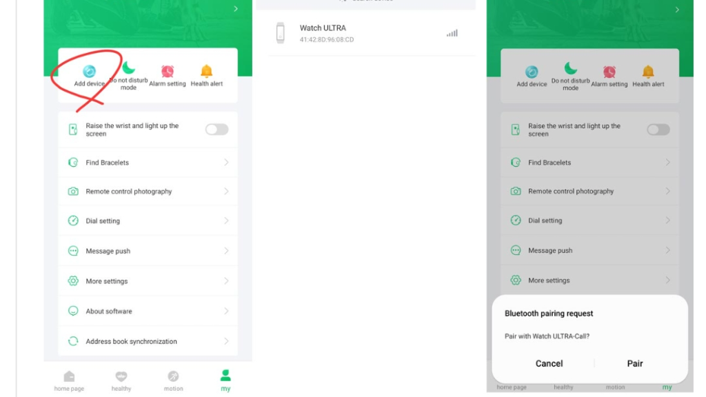 اتصال ساعت هوشمند به گوشی در برنامه FereFit
