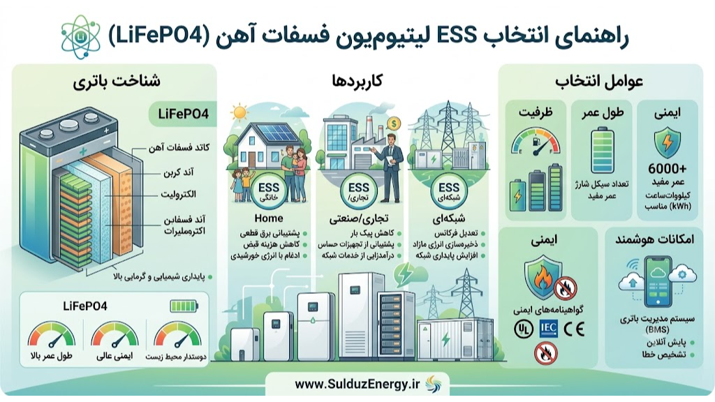 راهنمای انتخاب ESS باتری لیتیوم‌یون فسفات آهن (LiFePO4)
