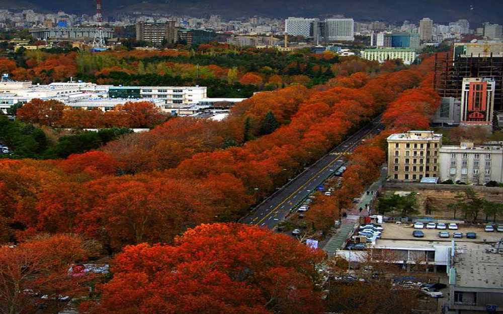 زاویه دید بالا از خیابان ولیعصر، طولانیترین خیابان تهران