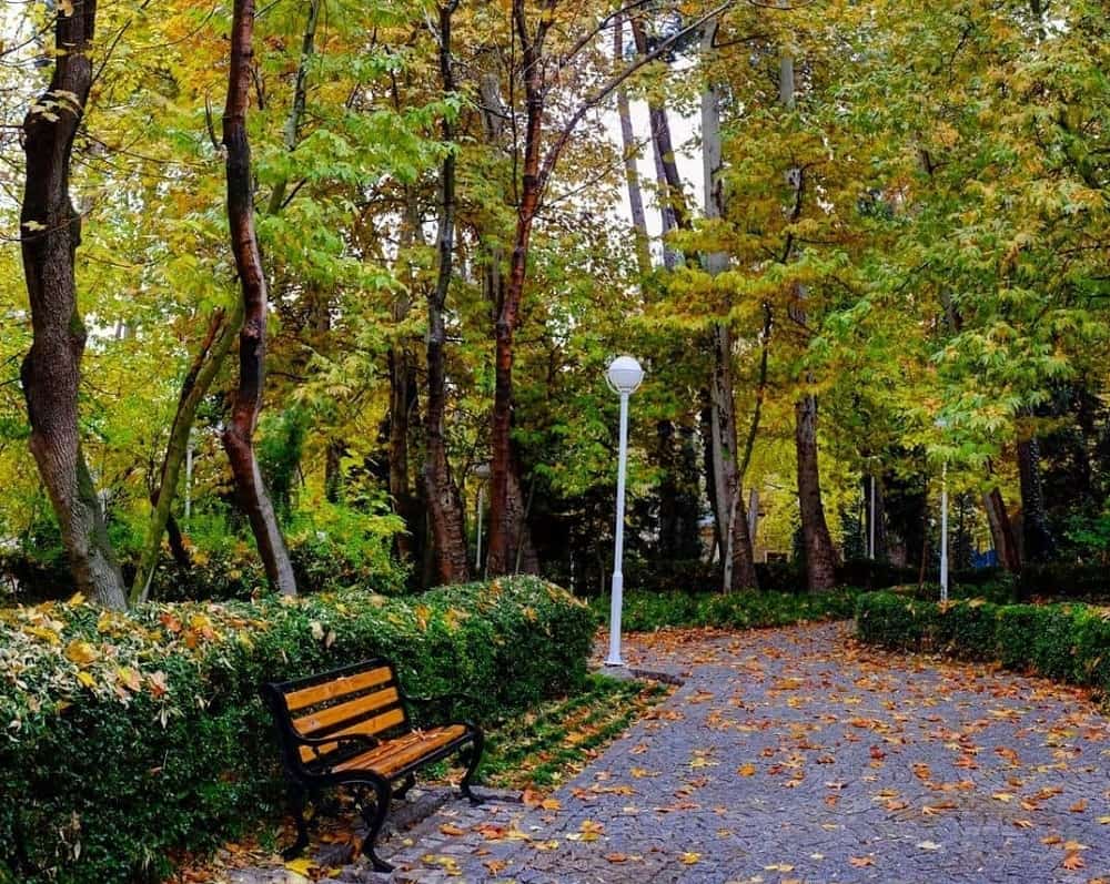 نمایی از پارک وکیل آباد مشهد در پاییز