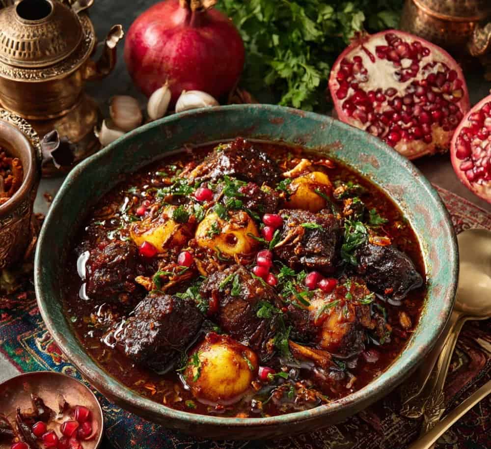 خورشت سیر و انار غذای محلی رامسر
