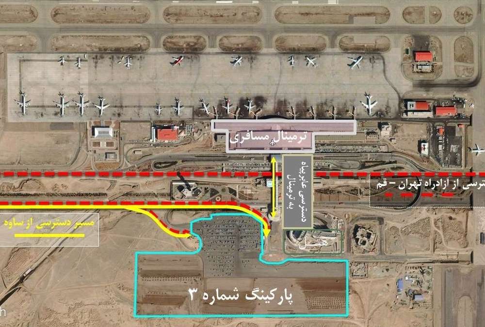 نقشه دسترسی به فرودگاه امام خمینی روی گوگل مپ