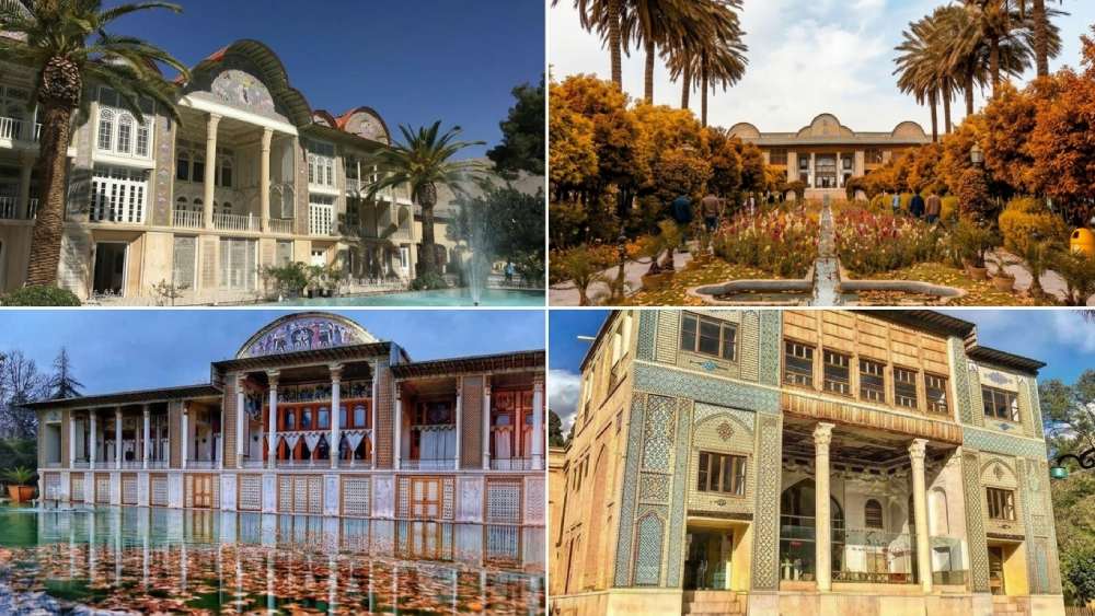باغ ارم، نارنجستان قوام، باغ دلگشا و باغ عفیف‌آباد شیراز