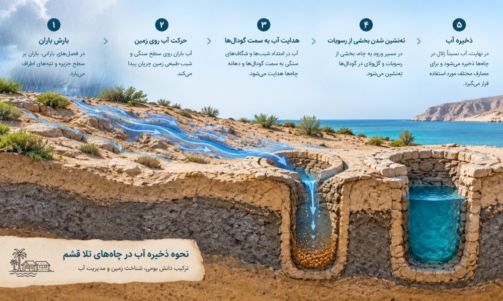 پروفیل زمین و گودال هایی در حال جمع آوری آب