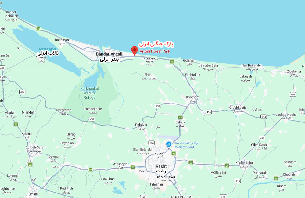 anzali-forest-park-shown-on-map-of-gilan.JPG