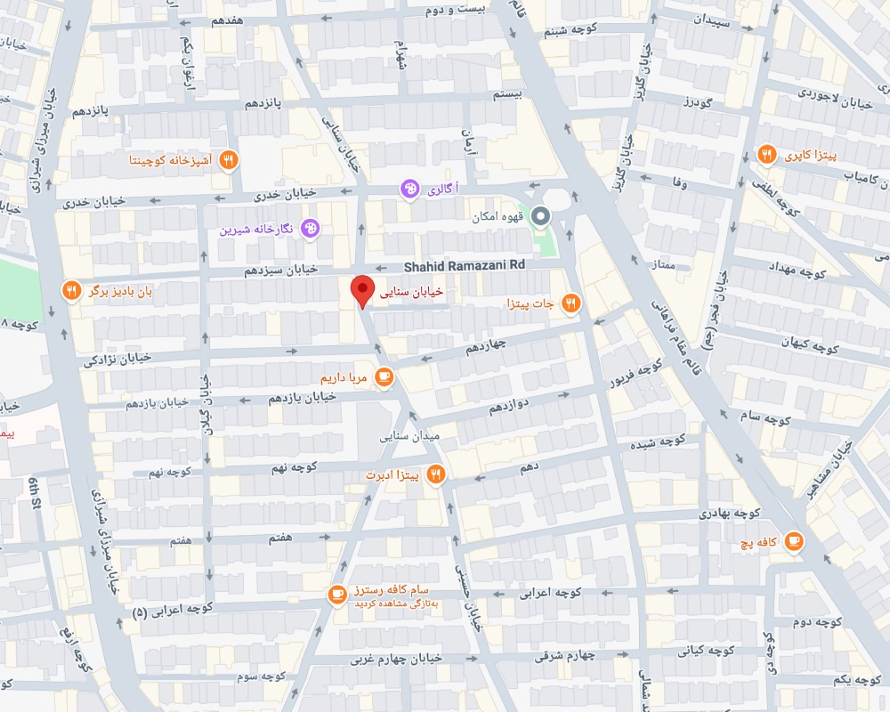 موقعیت خیابان سنایی در نقشه گوگل