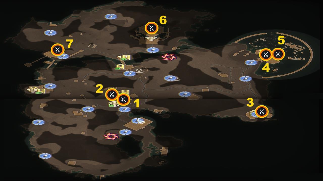 Eden: جزیره بهشت - مکان‌های سلاح‌های منحصر به فرد