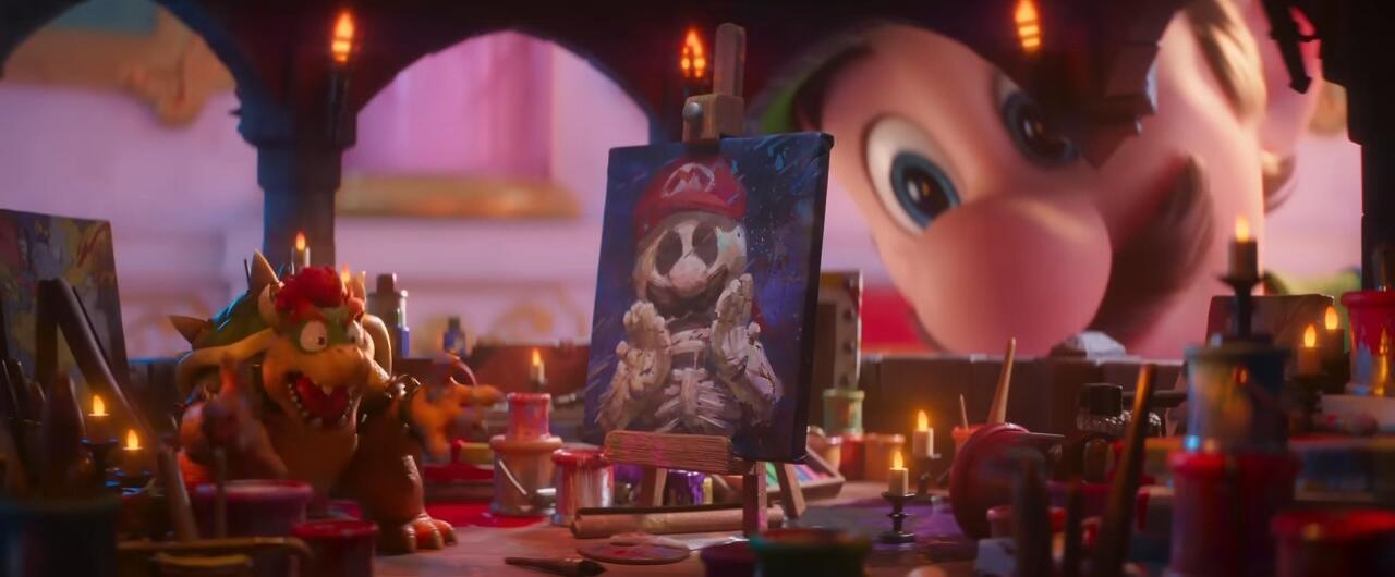 باوزر لباس اسکلت ماریو را نقاشی می‌کند