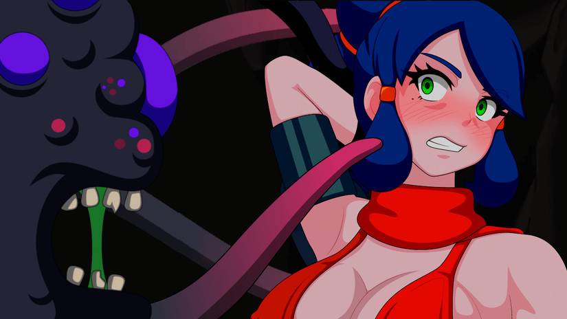 تصویری از Heavy Hearts که شخصیت اصلی آن با یک شاخک هیولا تهدید می‌شود