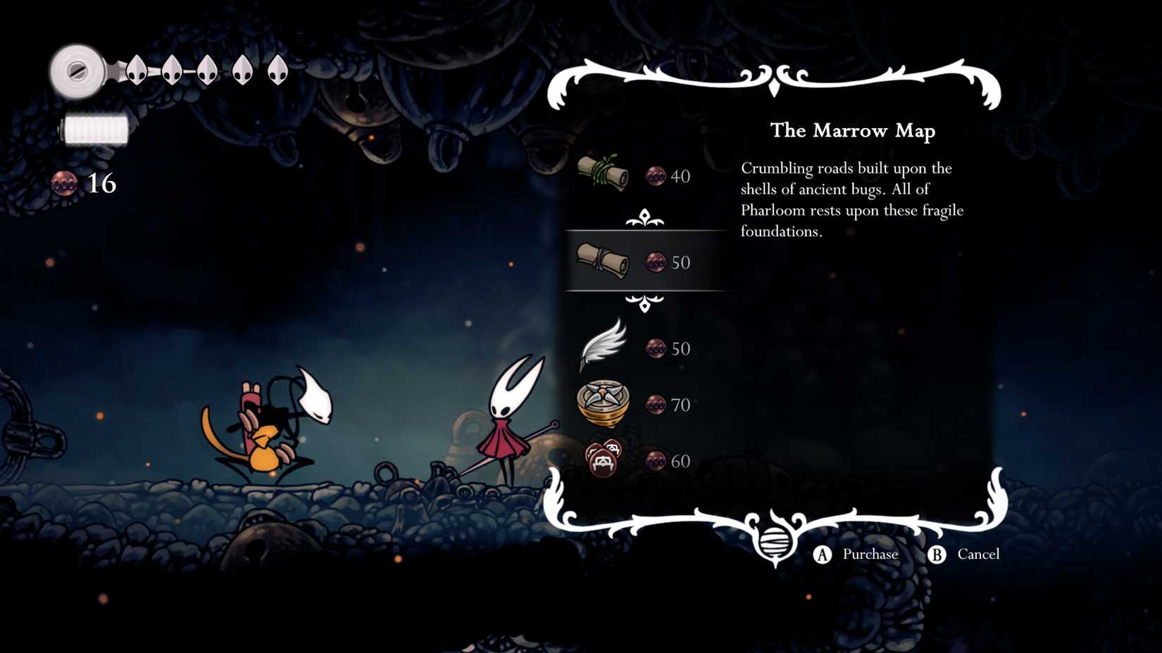 هورنت نقشه‌ای از شاکرا در Silksong می‌خرد