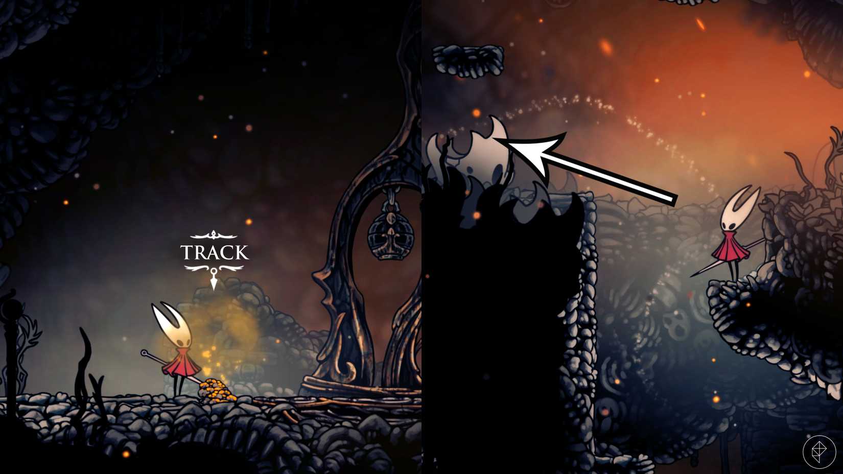 مسیر به مکان دوم Volatile Flintbeetle در Hollow Knight: Silksong.