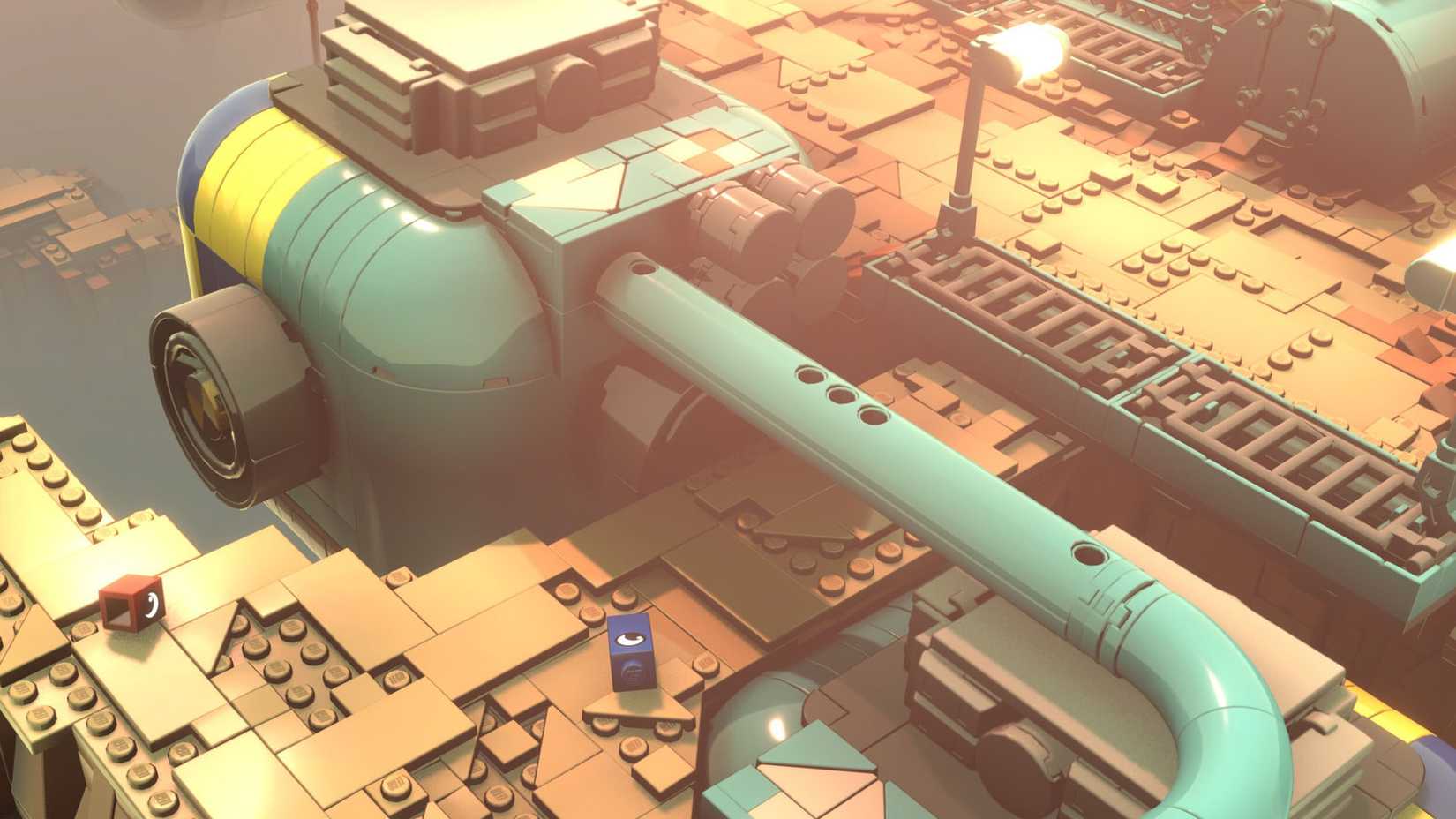 یک تصویر رسمی از Lego Voyagers که هر دو شخصیت را در کنار یک ساختار بزرگ شبیه به دوربین نشان می‌دهد