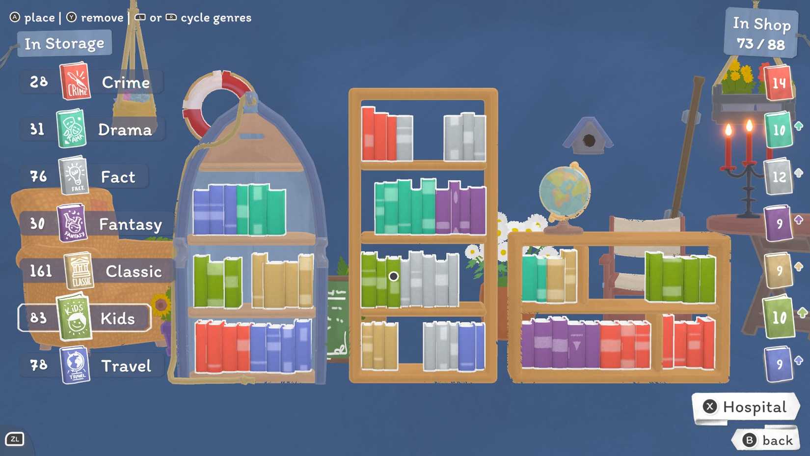 چیدن قفسه‌ها قبل از شروع روز در Tiny Bookshop.