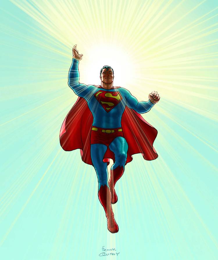 جلد شماره ۴ از All-Star Superman با سوپرمن در حال پرواز در آسمان و نوری در پشت سر او