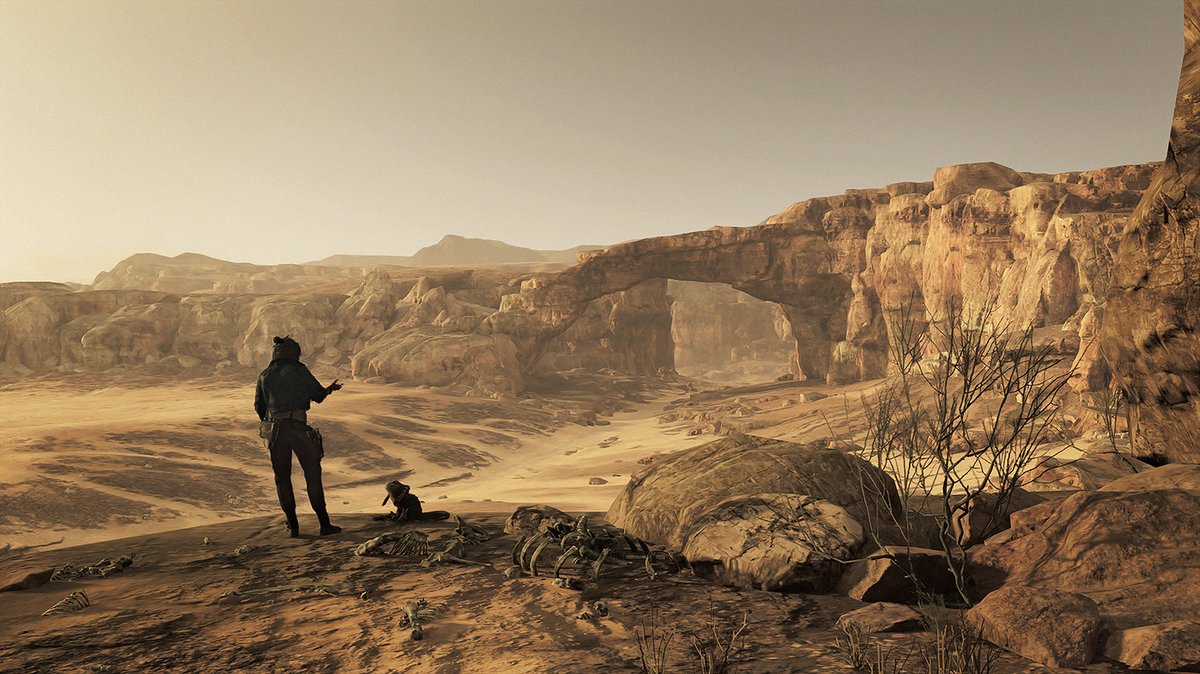 کِی و نیکس بر روی لبه‌ای در تاتویین در بازی Star Wars Outlaws بر روی Switch 2 ایستاده‌اند