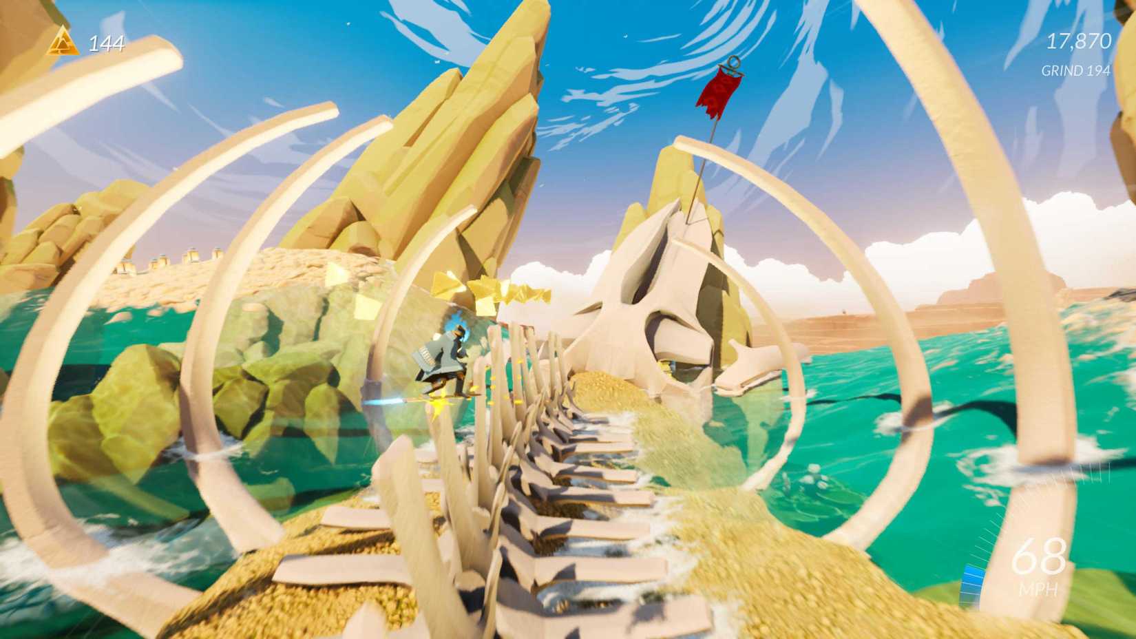 موج‌سواری روی دیوار در Sword of the Sea.