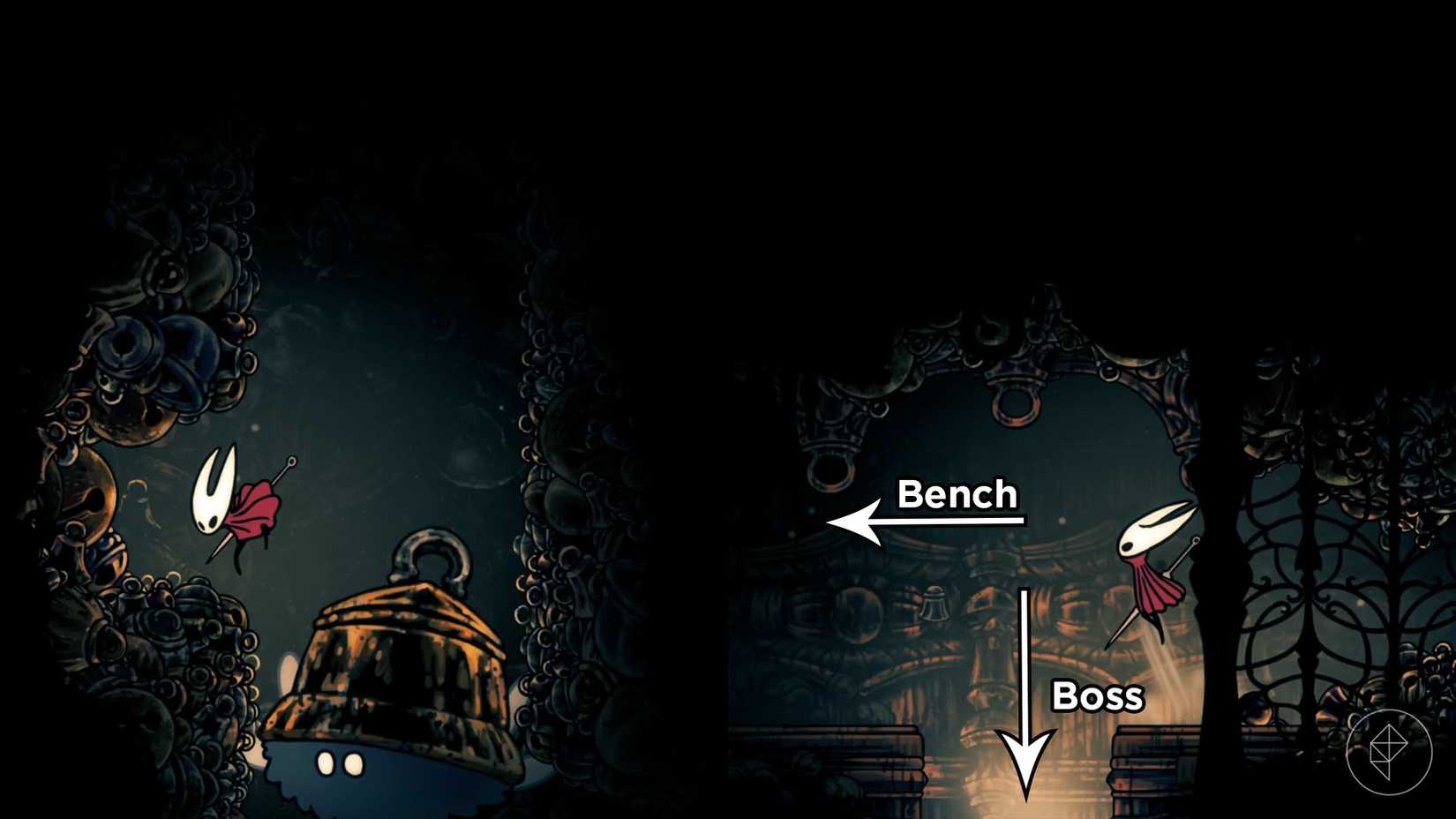 هورنت در حال نواختن نیدولین خود در کنار بل بیست در Hollow Knight: Silksong