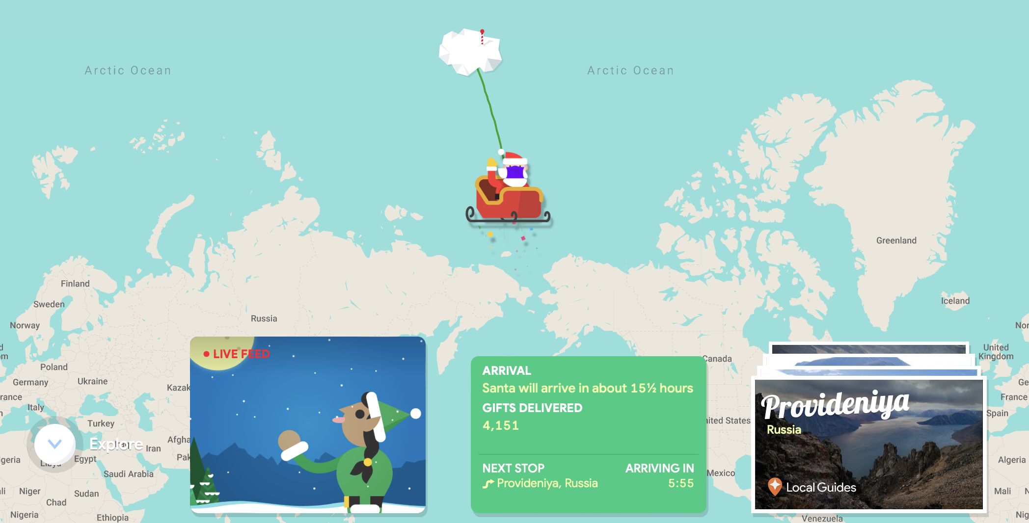پیگیری سفر بابانوئل از قطب شمال با Google Santa Tracker