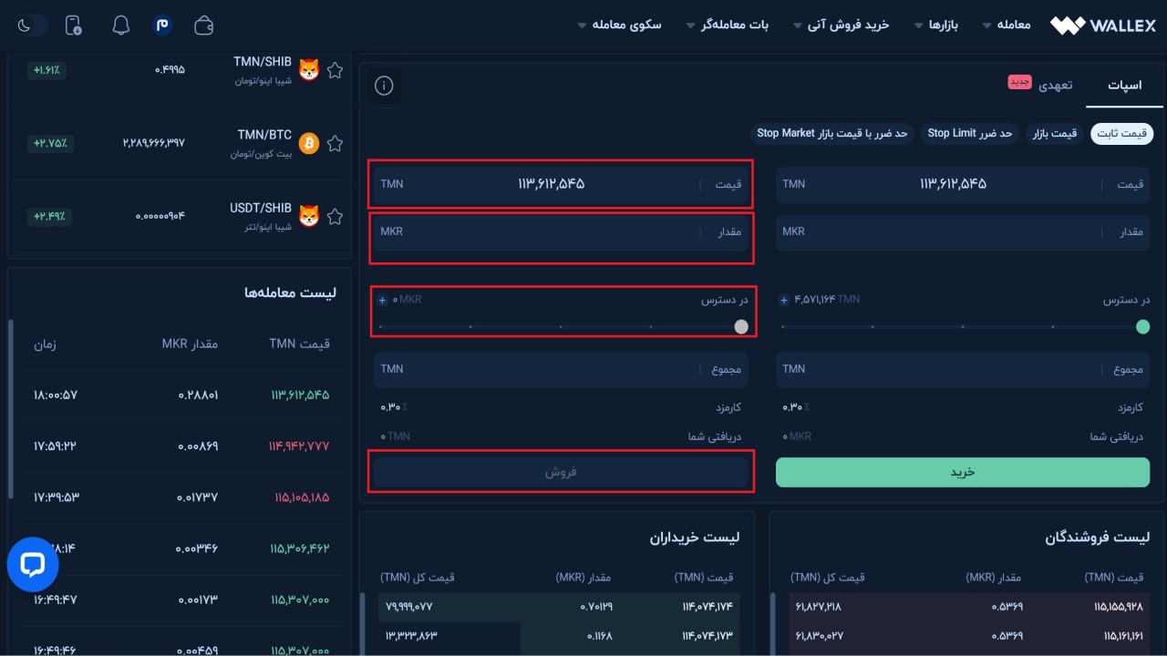 اطلاعات مورد نیاز برای فروش MKR