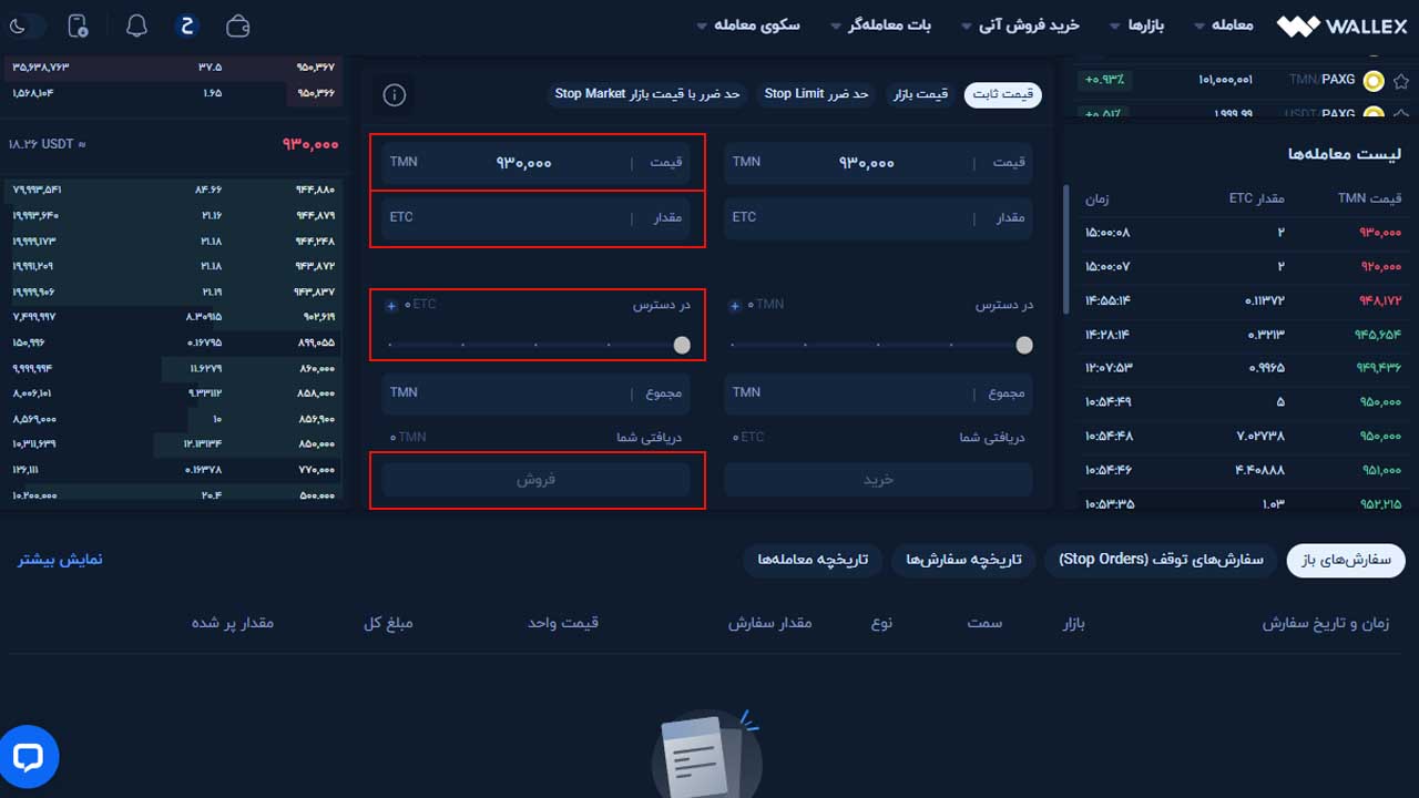 اطلاعات مورد نیاز برای فروش ETC