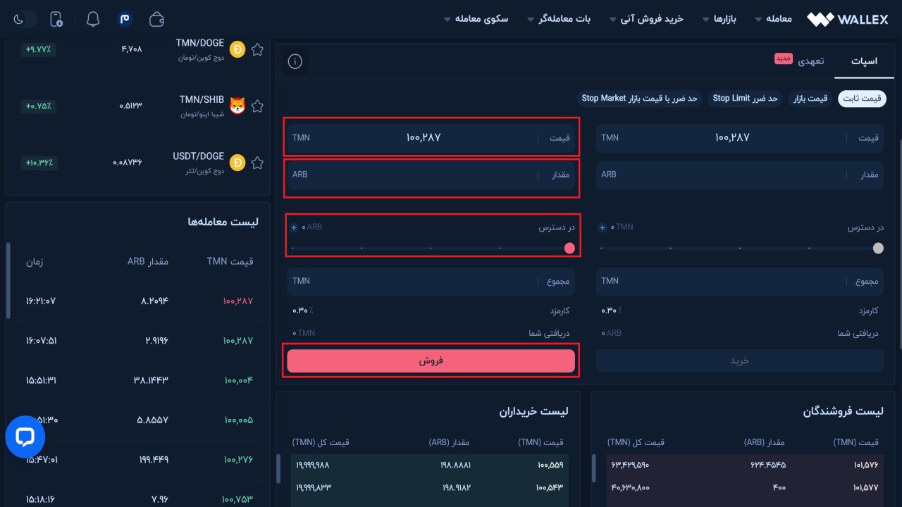 اطلاعات مورد نیاز برای فروش ARB